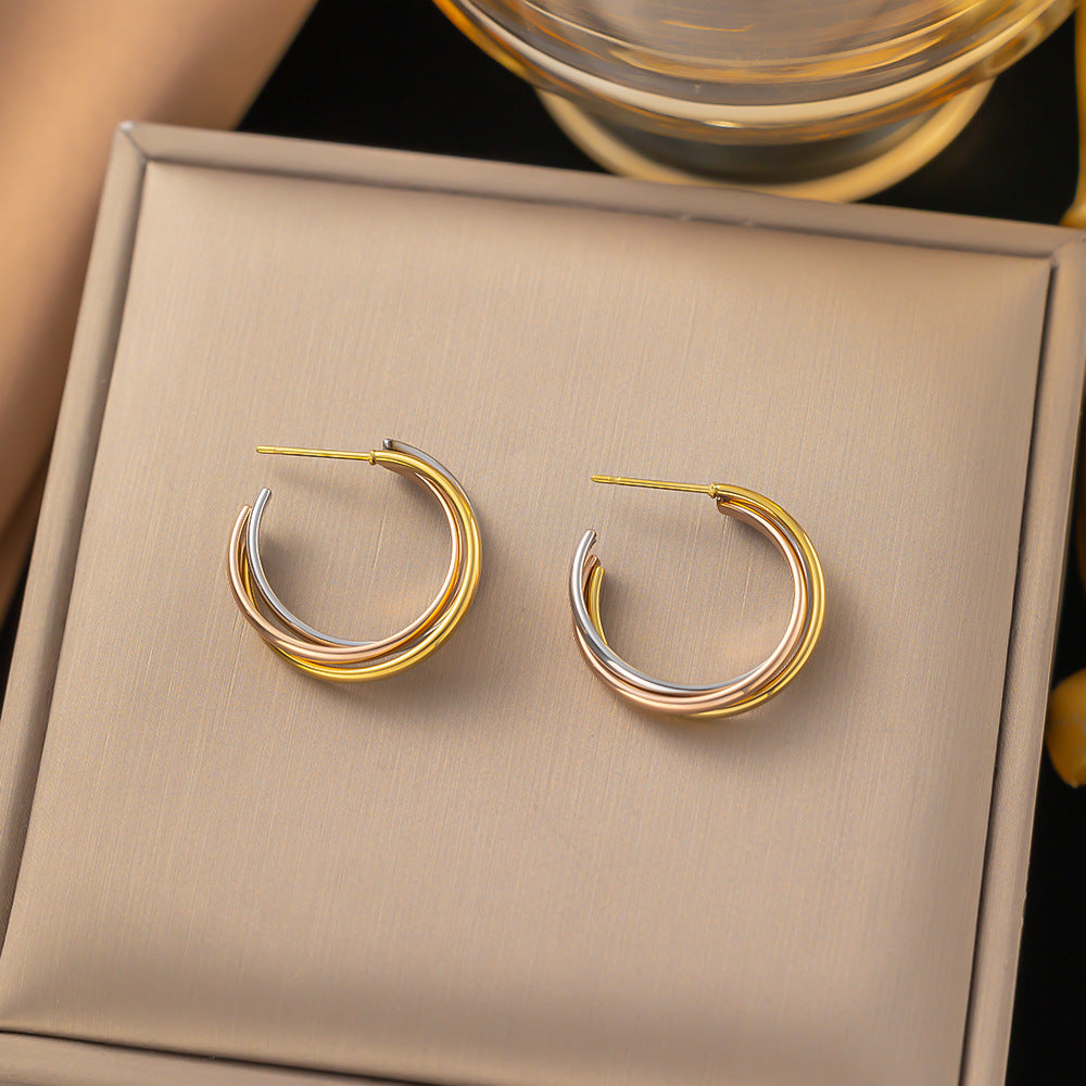 Wholesale Fashion Personality Exaggerated Design Retro Simple Stainless Steel Earrings